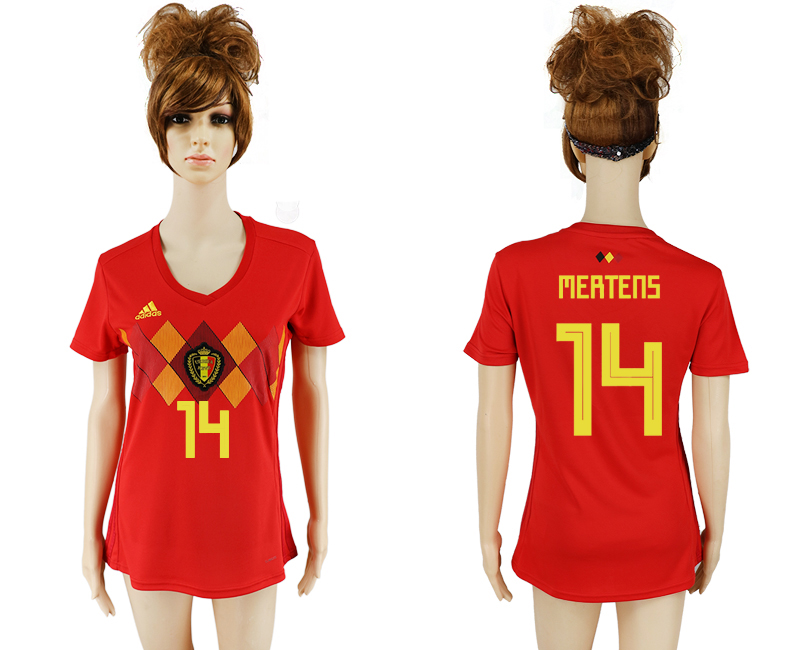 Maillot de femmes par cher Belgium #14 MERTRNS  2018 FIFA World